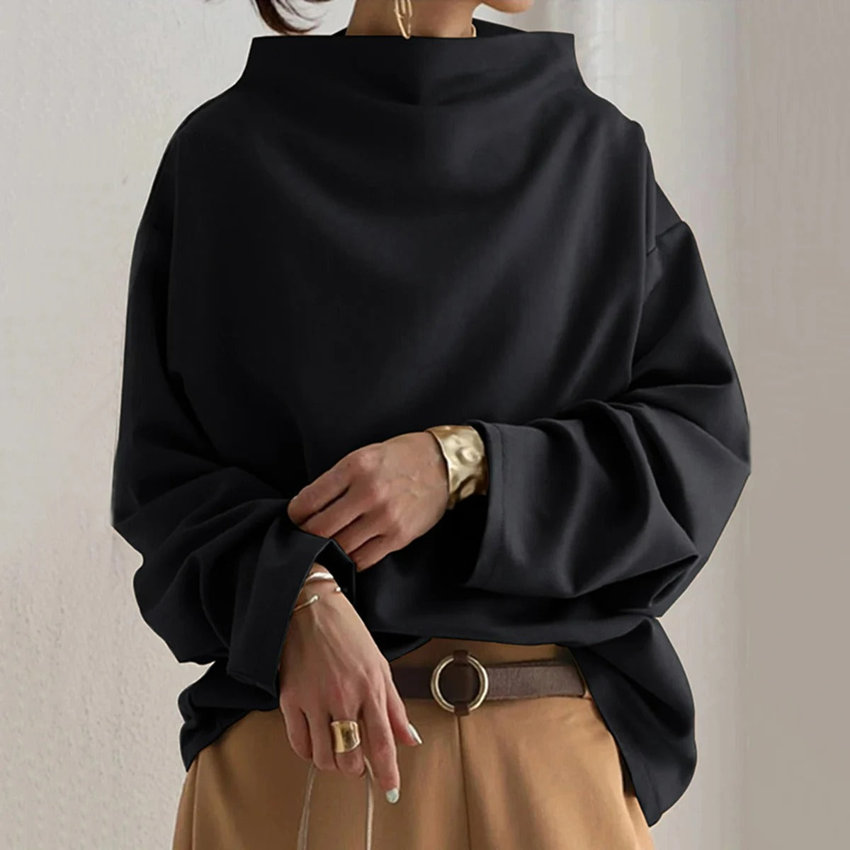 DELMIRA | ELEGANT DRAPE SWEATER