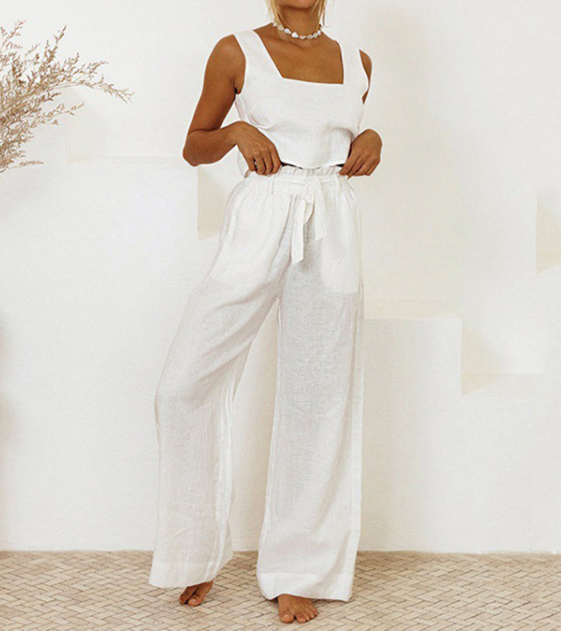 EMERY | MINIMALIST TOP & WIDE-LEG PANTS SET