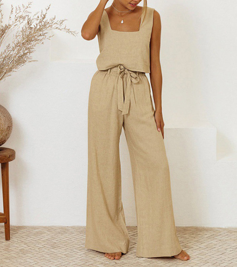 EMERY | MINIMALIST TOP & WIDE-LEG PANTS SET