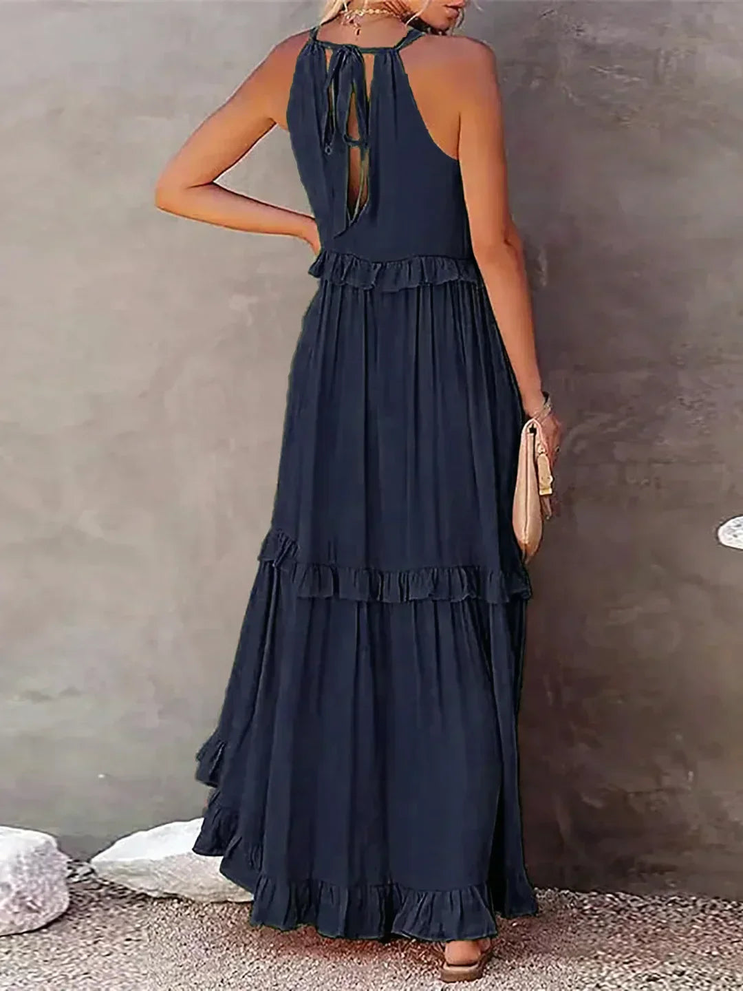 VALENCIA | HALTER RUFFLE MAXI DRESS