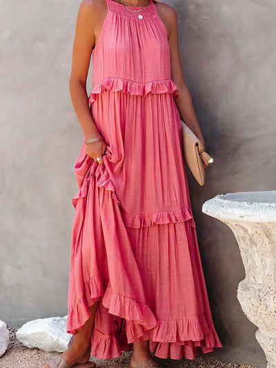 VALENCIA | HALTER RUFFLE MAXI DRESS