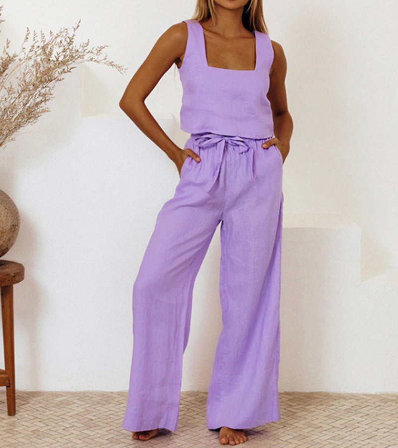 EMERY | MINIMALIST TOP & WIDE-LEG PANTS SET