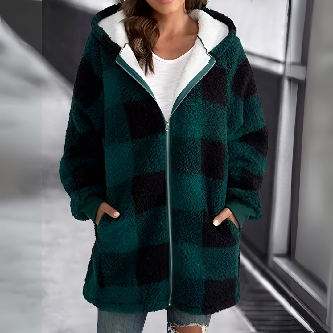 ODALYS | COZY PLAID SHERPA JACKET