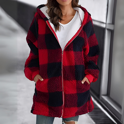 ODALYS | COZY PLAID SHERPA JACKET