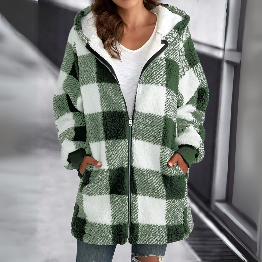 ODALYS | COZY PLAID SHERPA JACKET