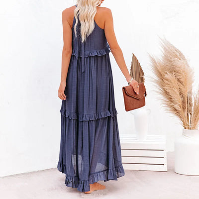 VALENCIA | HALTER RUFFLE MAXI DRESS