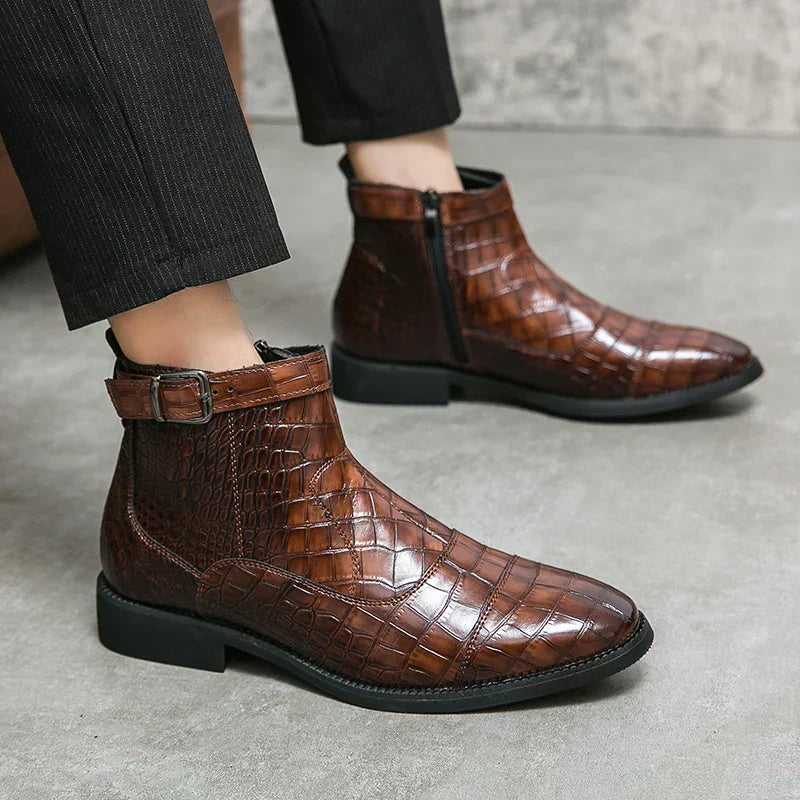 ZENVA | LUXURY CROCODILE-PRINT BOOTS