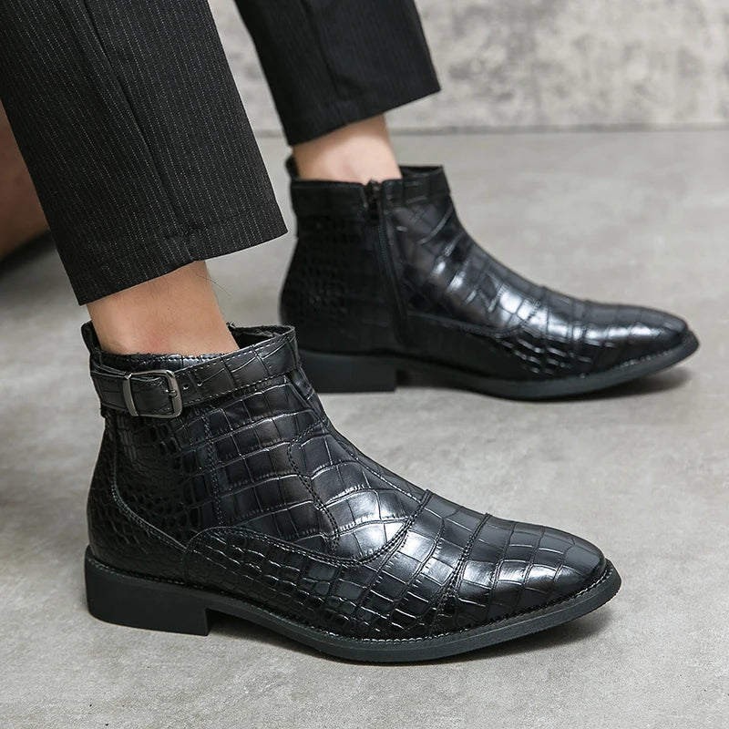 ZENVA | LUXURY CROCODILE-PRINT BOOTS