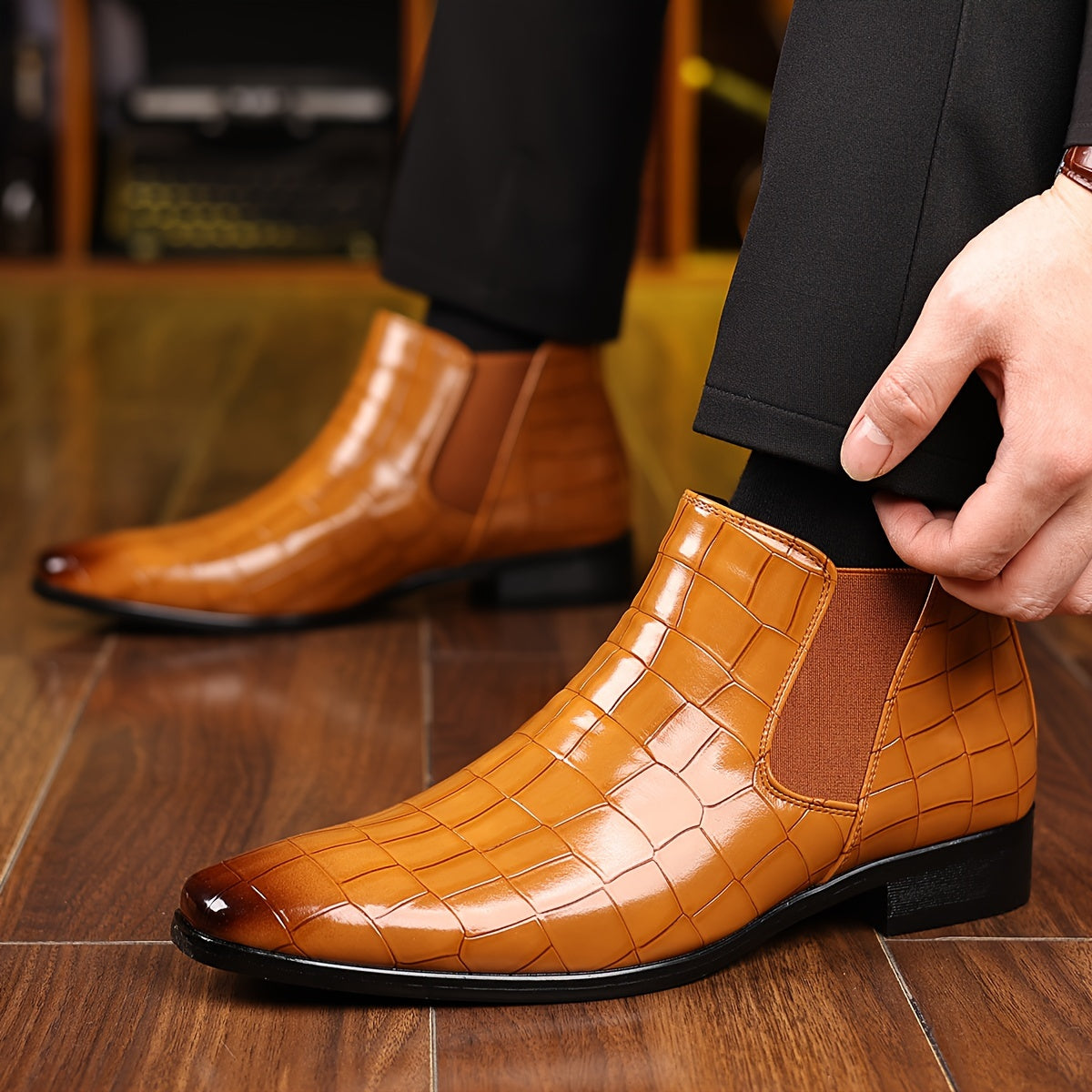 PALCAMA | ELEGANT CROCODILE-PRINT CHELSEA BOOTS