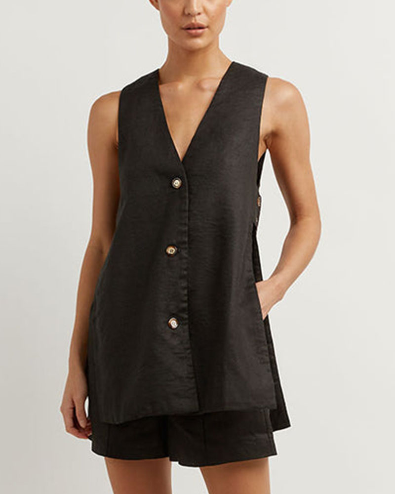 FAYLA | SLEEVELESS BUTTONED SET