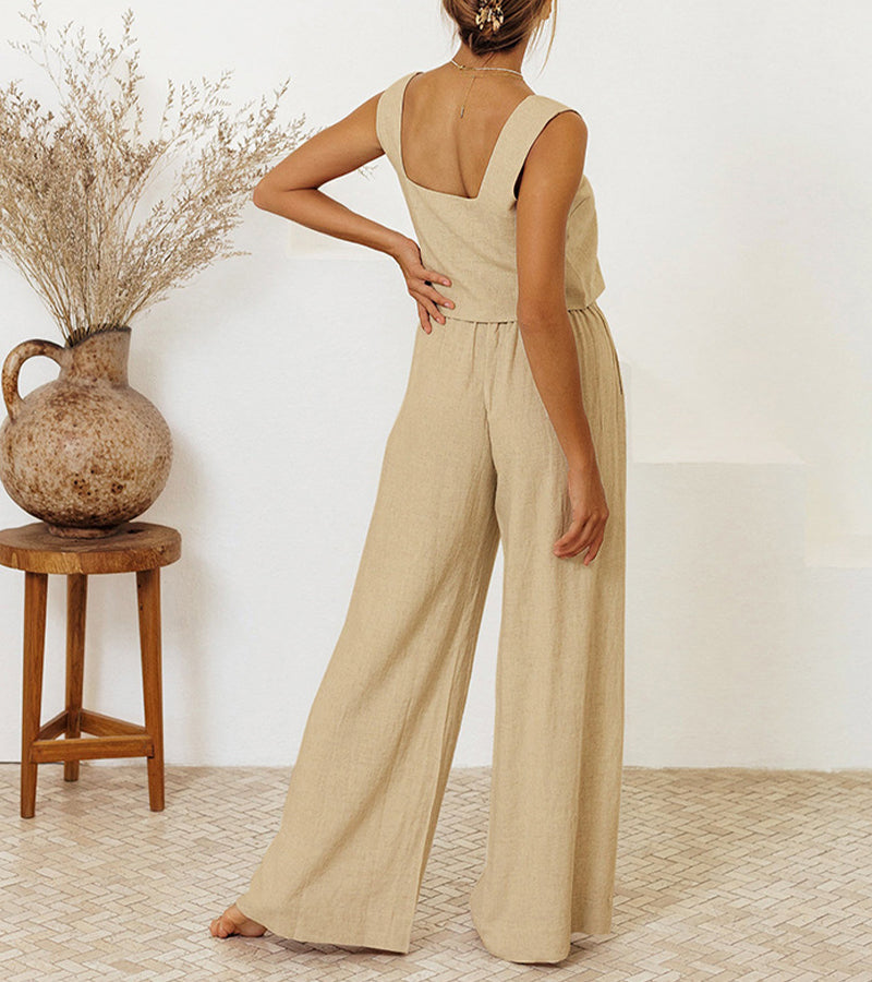 EMERY | MINIMALIST TOP & WIDE-LEG PANTS SET