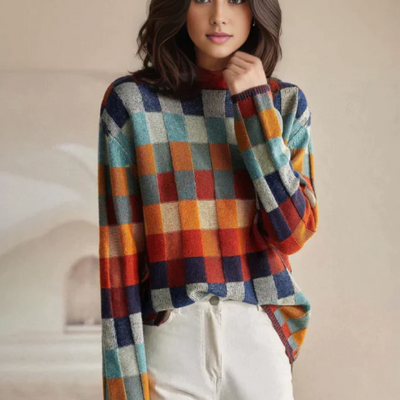 ISOLDE | MODERN CHECKERED KNIT SWEATER