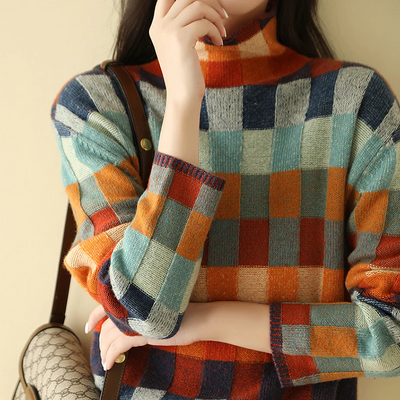 ISOLDE | MODERN CHECKERED KNIT SWEATER